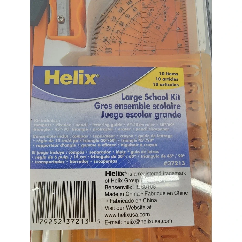 Helix and School‎ Zone 10 Piece Math Geometry Sets Orange and Pink Lot of 2 New